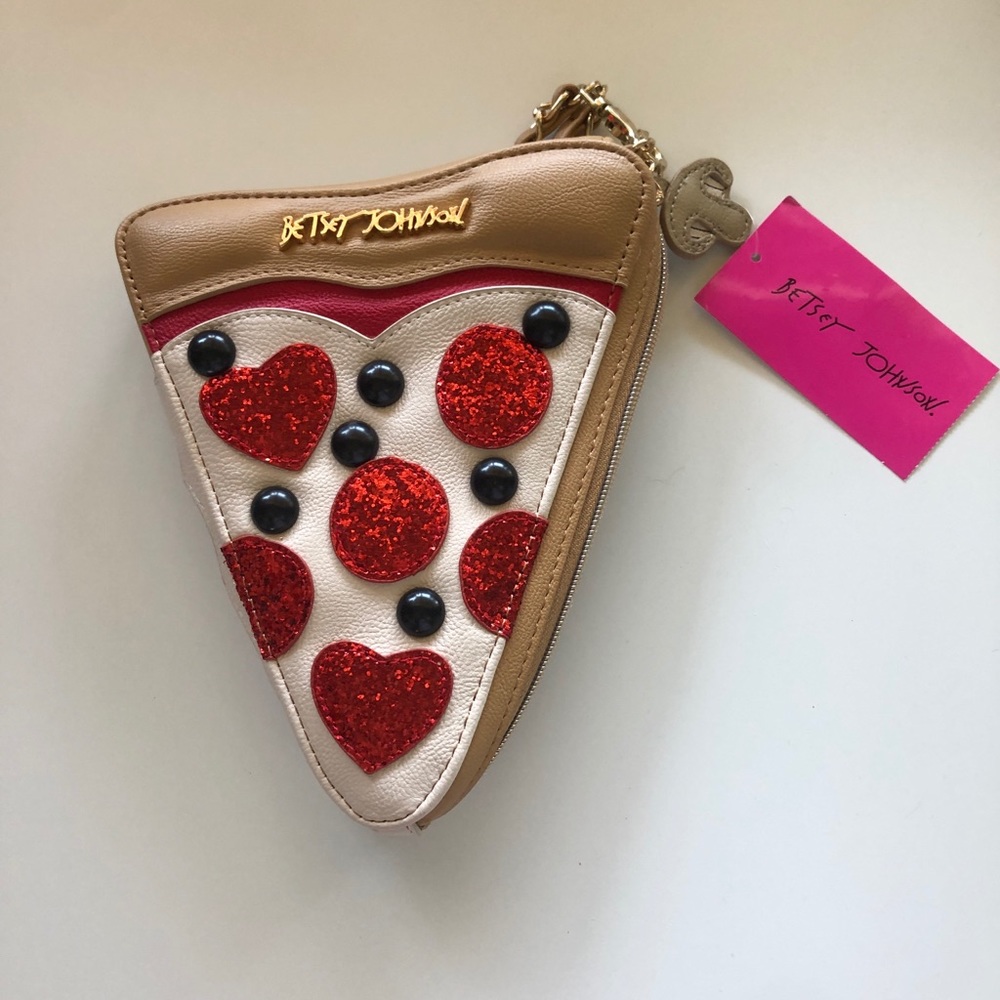 Betsey Johnson pizza clutch.